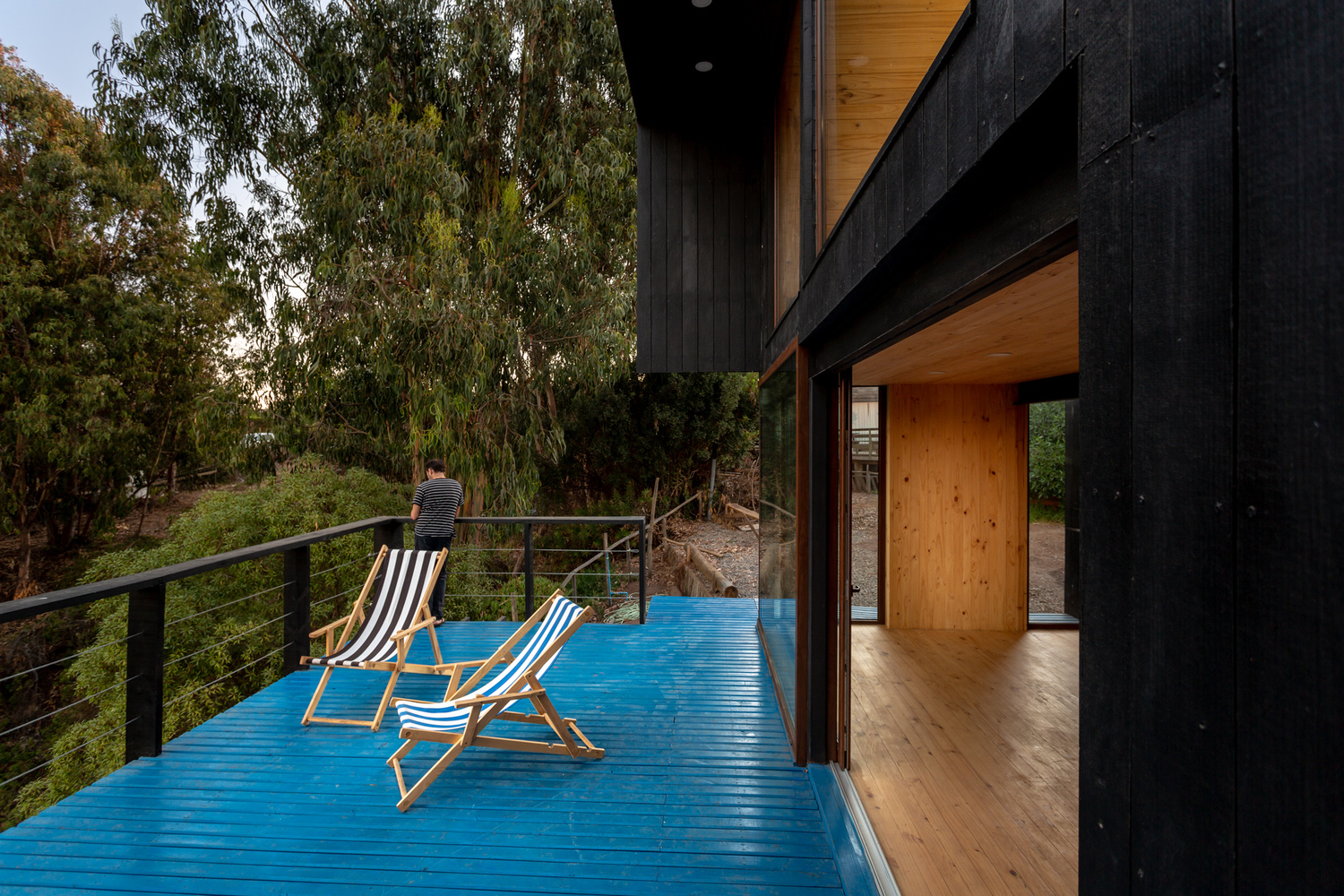 Casa Chica — fachada exterior con revestimiento oscuro en duna, arquitecto Alejandro Soffia